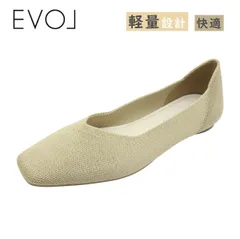 EVOL イーボル IY 5671 ゴールド レディース フラット シューズ パンプス ニット スクエア オフィス 通勤 軽量 靴のサムネイル