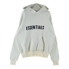 ESSENTIALS FEAR OF GOD (エッセンシャル フィアオブゴッド) Knit Logo Hoodie フロントロゴ ニットフーディパーカー クリーム