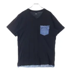 DIESEL (ディーゼル) 胸 デニムポケット 半袖Tシャツ カットソー ブラック