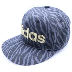 adidas (アディダス) ロゴ刺繍 総柄 ベースボールキャップ 帽子 ブラック/ゴールド