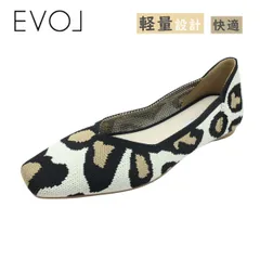EVOL イーボル IY 5671 レオ レディース フラット シューズ パンプス ニット スクエア オフィス 通勤 軽量 靴のサムネイル