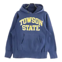 CHAMPION (チャンピオン) 80s ヴィンテージ リバースウィーブ フロントプリント プルオーバーパーカー ネイビー/イエロー