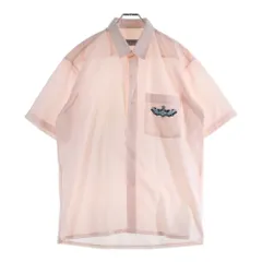 YVES SAINT LAURENT (イヴサンローラン) ロゴ刺繍 半袖シャツ ピンク