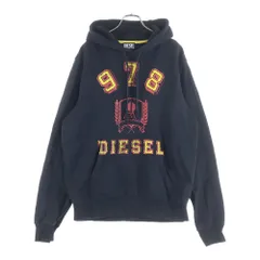 DIESEL (ディーゼル) フロントロゴプリント プルオーバーパーカー フーディー ブラック