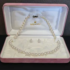 【美品】1．パールネックレス イヤリング セット　箱付き　ピアス　シルバー925　K14WG