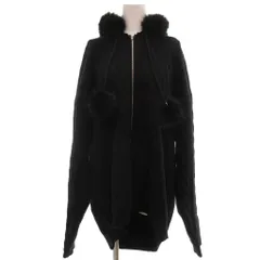 スパイラルガール SPIRALGIRL タグ付き パーカー F 黒 ブラック 長袖 ファーポンポン ケーブルニット /SC ■ECF001