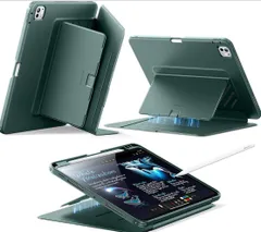 ESR iPad Pro 11インチ ケース（M5/M4、2025/2024）対応 ペン収納 耐衝撃 縦横スタンド 自動ウェイク/スリープ Pencil Pro/USB-C対応 マルチアングルケース Flipシリーズ グリーン