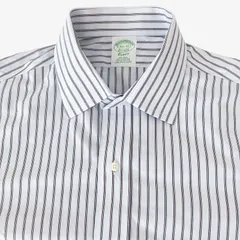 【15 1/2-33】Brooks Brothers(ブルックスブラザーズ) ワイドカラーシャツ ストライプ フレンチカフス クラシックフィット ノンアイロン スーピマ綿100% ポケットなし
