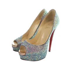 クリスチャンルブタン Christian louboutin パンプス ハイヒール グリッター ラメ オープントゥ 36 23cm 青 ブルー ■GY99 /MQ