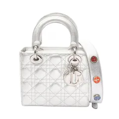 ディオール Dior ハンドバッグ LADY DIOR MY ABCDIOR レディディオール カナージュ シルバー レザー レディディオール カナージュ 2wayトート スモール レディース