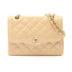 シャネル CHANEL ショルダーバッグ マトラッセ パリ限定 Wフラップ ベージュ ラムスキン（羊革） パリ限定 ミニマトラッセ チェーンショルダー レディース