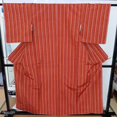 未使用　仕立て糸付き　紬　ストライプ　身丈159㎝　R8U-K-78