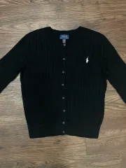 ポロ ラルフローレン レディース ケーブル コットン ニット カーディガン ブラック