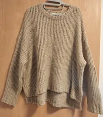 シーズンリーズン　しまむら　LL　ベージュ　ざっくりニット　セーター　大きいサイズ　プラスサイズ