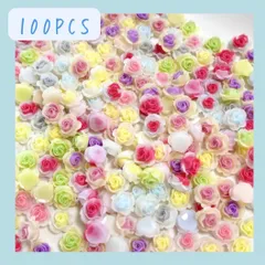 デコパーツ　ネイルパーツ　ミニ薔薇　8×4mm ダブルカラー　パステル　100個
