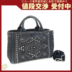  【中古】 プラダ 2WAYハンドバッグ カナパ ネイビー