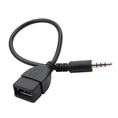 ALLVD USB 2.0 メス - AUX 3.5mm オス 3.5mm 補助アダプタコンバータ（ 20cm 1個 ブラック）オーディオ用usbケーブル ステレオ ミニプラグ 充電ケーブル 車オーディオ イヤホン