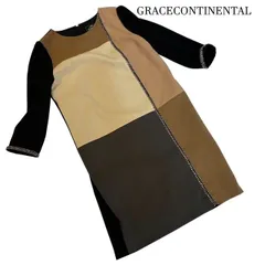 グレースコンチネンタル　GRACECONTINENTAL　 ビジュー付 カラーブロック ワンピース サイズ：36