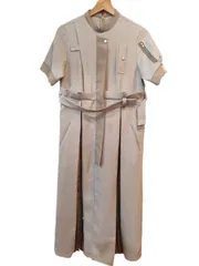 UNITED TOKYO 半袖ワンピース size:1 プリーツコンビワークワンピース ベージュ ややシミ有