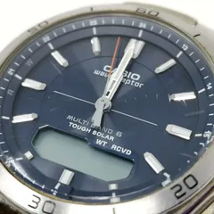 CASIO カシオ　ウェーブセプター WAVECEPTOR WVA-M640 ソーラー電波　メンズ腕時計　電池切れのため動作未確認　文字盤ネイビー　ベルトなし　管理番号KKVHAKO124