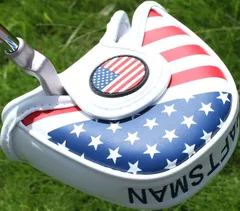 ホワイト アメリカフラグ 星条旗 ヘッドカバー テーラーメイド対応 オデッセイ対応 左右通用 サイトシャフト マグネット マレット CRAFTSMAN（クラフトマン）ゴルフパターカバー