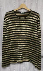 ブラウン COMME des GARCONS BLACK／コムデギャルソン ブラック／1N-T008／タイダイ染め／クルーネックカットソー／L／ボーダー／ブラウン