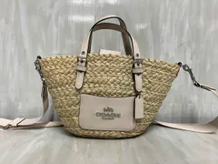 COACH コーチ 2way カゴバッグ ストローバッグ ショルダーバッグ ハンドバッグ ホワイト CJ519