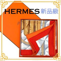 HERMES カレ 90 ボテ・コンポゼ　新品箱付き オレンジ　レッド　スカーフ HERMES カレ 90 ボテ・コンポゼ 新品箱付き オレンジ レッド スカーフ