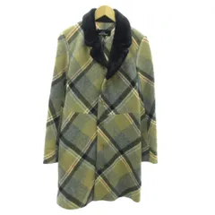 トリココムデギャルソン tricot COMME des GARCONS 美品 チェック ファー ロングコート ジャケット F AD1996 TB-080050 ベージュ