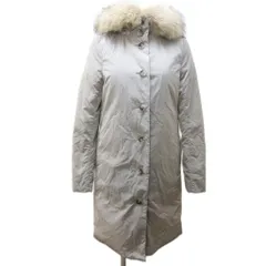 セオリー Theory ダウンコート ジャケット ナイロン ラクーンファー フード ロング P 約S ベージュ 系 IBO89 0210