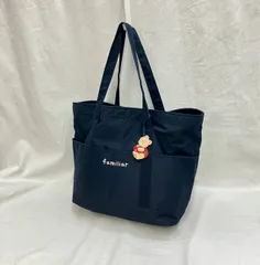 familiar ファミリア マザーズバッグ ネイビー 紺 綿 ファミリアチェック ロゴ 刺繍 クマ 日本製 160886