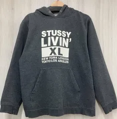 OLD STUSSY LIVIN’ NYLTLA 00s ヴィンテージ Y2K オールド ステューシー パーカー フーディー 紺タグ グレー 裏起毛 メンズ ※紐欠品