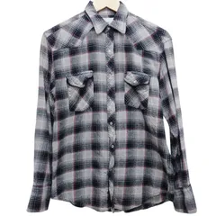 Wrangler ラングラー フランネルシャツ サイズM グレー、ブラック コットン100% アメカジ ウエスタンシャツ 古着