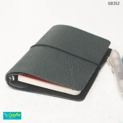 SB352 【受注制作】手のひらに収まる1枚革のシステム手帳 ミニ6サイズ シンプルデザイン リング径11mm 本革ダークティール