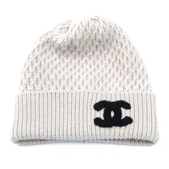 CHANEL シャネル ココマーク ニットキャップ ベージュ カシミヤ レディース 中古 美品