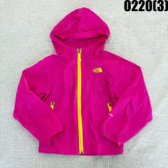 110 ザノースフェイス キッズ ピンク ウィンドブレーカー フード ジャケット 0220(3)