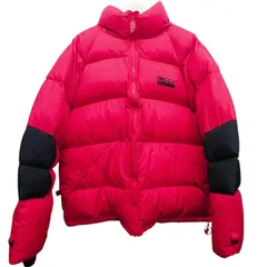 FIRST DOWN ファーストダウン ダウンジャケット 赤黒 バイカラー メンズL ビッグシルエット 90sスタイル ストリート 肉厚 ダウンジャケット ヌプシ風 ボリューム アウター 冬 防寒 人気カラー オーバーサイズ