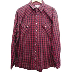 Wrangler ラングラー WRANCHER ウエスタンシャツ 長袖 チェックシャツ XL相当 赤 黒 スナップボタン ヴィンテージ 古着 メンズ レディース ビッグサイズ オーバーサイズ アメカジ カウボーイ USA風 春秋 冬