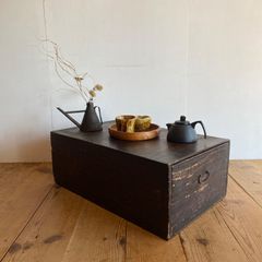 古道具 木製 蓋付き 収納箱 木箱 横幅約66㎝ アンティーク 2A284