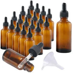 I'm so happy 遮光瓶 スポイト ガラス 小瓶 小分け アロマオイル 精油 保存容器 漏斗付き 20本セット (5ml) 