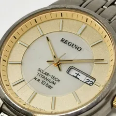 CITIZEN シチズン REGUNO レディース腕時計　E101-S028141　デイデイト　ベルト一部欠損　文字盤ゴールド　ソーラー電池　稼働品　管理番号KKVHAKO147