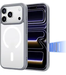 ★NIMASO iPhone 17 Pro 用 ケース MagSafeアクセサリー対応 スマホケース マグセーフ カバー 滑り止め マット仕上げ 全面保護 いPhone17Pro用 耐衝撃 米軍MIL規格取得  グレー （黒羽シリーズ） NSC25G1878