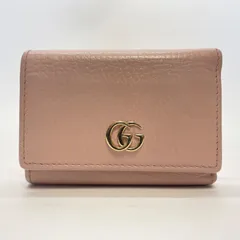 3325 GUCCI グッチ 三つ折り財布 GG マーモント ピンクベージュ GG インターロッキング