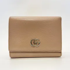 3229 GUCCI グッチ 三つ折り財布 マーモント GG インターロッキング ベージュ コンパクトウォレット