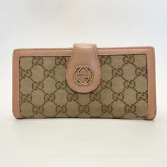 3510 GUCCI グッチ 長財布 GG キャンバス インターロッキング ピンクベージュ