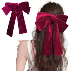 ベロア ビッグ リボン バレッタクリップ 髪飾り 浴衣 ウェディング ヘッドドレス ヘアアクセサリー 髪飾り 婚式 和装 卒業式 蝶結び 髪留め 人気 成人式髪飾 レッド 