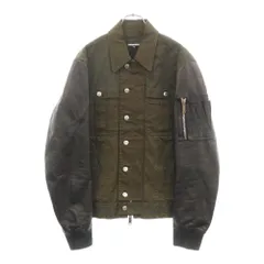 DSQUARED2 (ディースクエアード) 17SS レザー切替 ジップアップ ミリタリージャケット カーキ/ブラック S74AM0679 STN674
