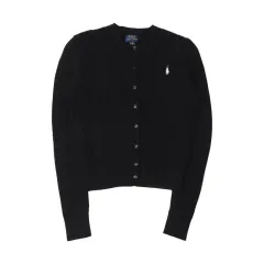 ポロラルフローレン ブラック コットン ケーブルニット カーディガン