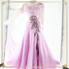 社交ダンス 衣装 スタンダードドレス ワンピース ドレス スタンダード 紫 ラベンダー フロート デモ 競技 ダンス パーティ 発表会 パープル系 明るめ紫 高級感 競技用 フォーマル コスチューム