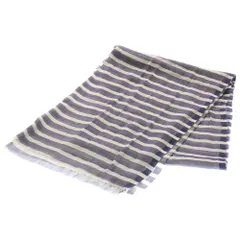 LOUIS VUITTON (ルイヴィトン) ストライプ モノグラム総柄 シルク スカーフ ネイビー M75142